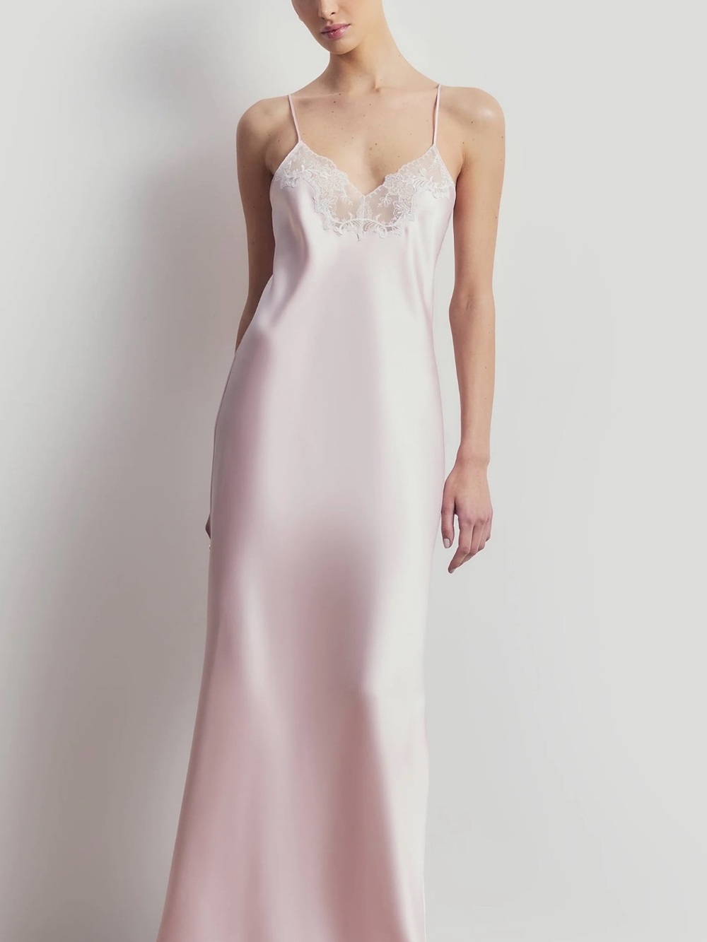 Because of Alice Satin Lace-Trim Dress in Blush Pink - Picture 6 of 7